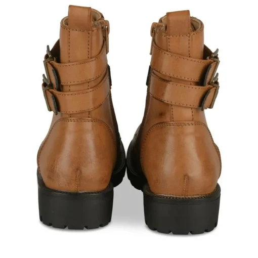 Bottines Rangers COGNAC Fille Motif Chaîne Lacets