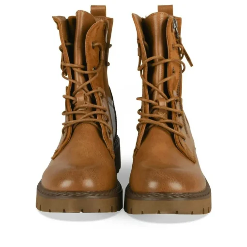 Bottines Rangers COGNAC Femme Motif Uni Lacets