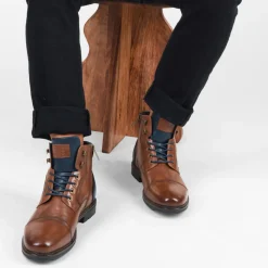 Bottines Rangers COGNAC Homme Motif Uni Lacets