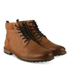 Bottines Rangers COGNAC Homme CUIR Motif Uni Lacets