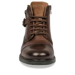 Bottines Rangers COGNAC Homme CUIR Motif Uni Lacets