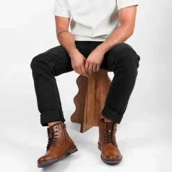 Bottines Rangers COGNAC Homme CUIR Motif Uni Lacets