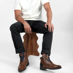 Bottines Rangers COGNAC Homme Motif Uni Lacets