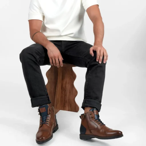 Bottines Rangers COGNAC Homme Motif Uni Lacets