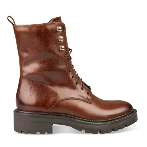 Bottines Rangers MARRON Femme CUIR Motif Uni Fermeture éclair