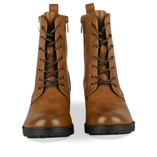 Bottines Rangers MARRON Fille Motif Uni Lacets