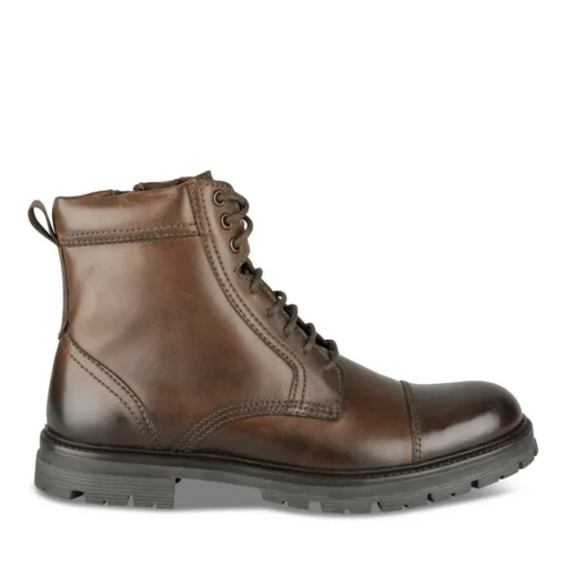 Bottines Rangers MARRON Homme CUIR Motif Uni Lacets