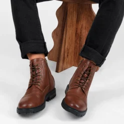 Bottines Rangers MARRON Homme Motif Uni Lacets