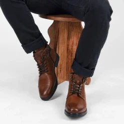 Bottines Rangers MARRON Homme CUIR Motif Uni Lacets