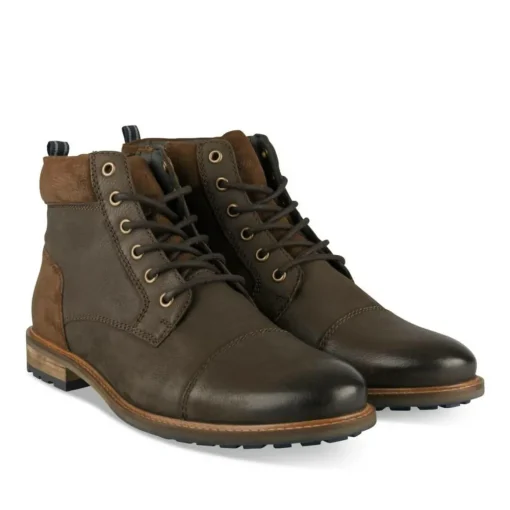 Bottines Rangers MARRON Homme CUIR Motif Uni Lacets