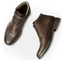 Bottines Rangers MARRON Homme Motif Uni Lacets