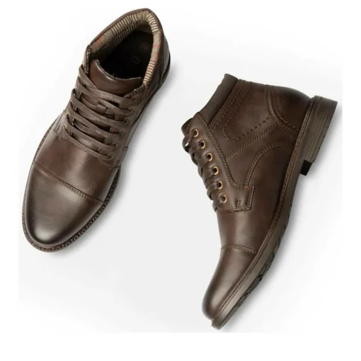 Bottines Rangers MARRON Homme Motif Uni Lacets