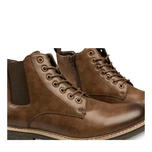 Bottines Rangers MARRON Homme Motif Uni Lacets