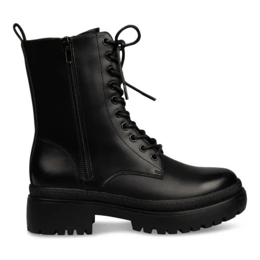 Bottines Rangers NOIR Femme Motif Uni Fermeture éclair