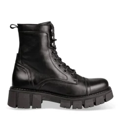 Bottines Rangers NOIR Femme CUIR Motif Uni Lacets