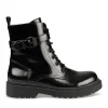 Bottines Rangers NOIR Femme Motif Vernis Fermeture éclair