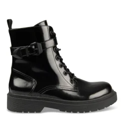Bottines Rangers NOIR Femme Motif Vernis Fermeture éclair
