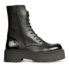 Bottines Rangers NOIR Femme CUIR Motif Uni Fermeture éclair