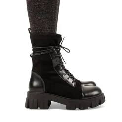 Bottines Rangers NOIR Femme Motif Uni Lacets