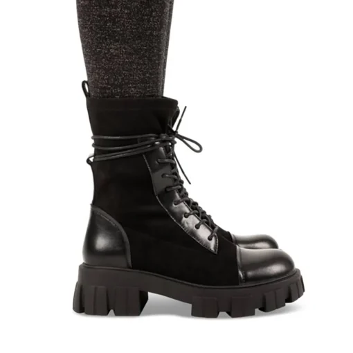 Bottines Rangers NOIR Femme Motif Uni Lacets