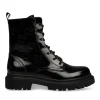 Bottines Rangers NOIR Femme Motif Vernis Fermeture éclair