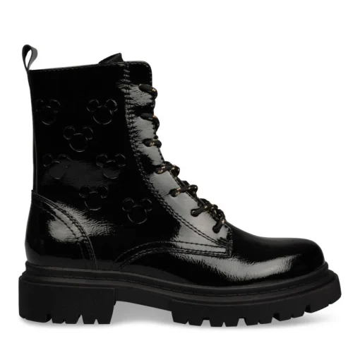 Bottines Rangers NOIR Femme Motif Vernis Fermeture éclair