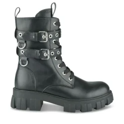 Bottines Rangers NOIR Femme Motif Uni Lacets