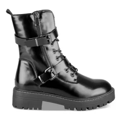 Bottines Rangers NOIR Femme Motif Uni Fermeture éclair