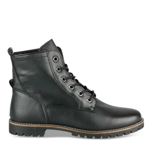 Bottines Rangers NOIR Femme CUIR Motif Uni Lacets