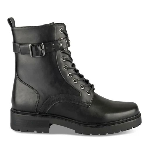 Bottines Rangers NOIR Femme Motif Clouté Lacets