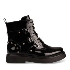 Bottines Rangers NOIR Femme Motif Clouté Fermeture éclair