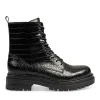 Bottines Rangers NOIR Femme Motif Animal Lacets