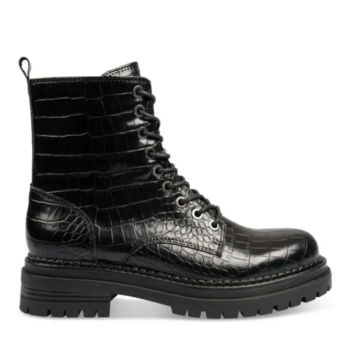 Bottines Rangers NOIR Femme Motif Animal Lacets
