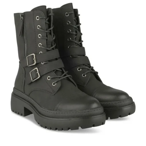 Bottines Rangers NOIR Femme Motif Uni Lacets