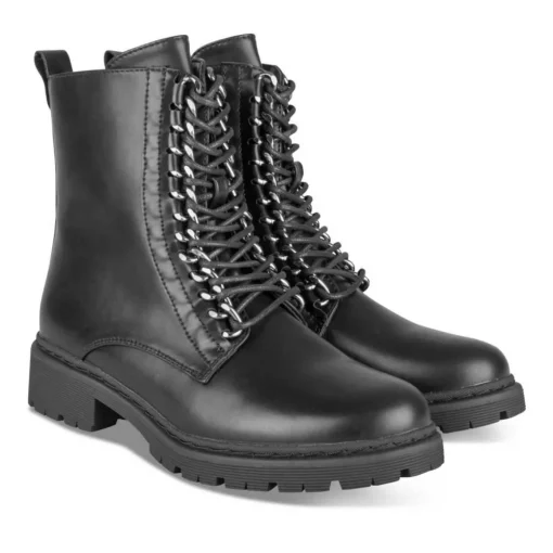 Bottines Rangers NOIR Femme Motif Vernis Lacets