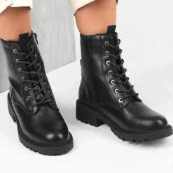 Bottines Rangers NOIR Femme Motif Uni Lacets