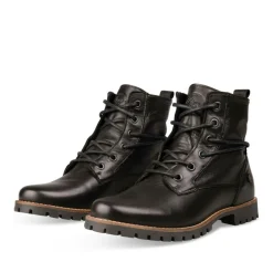 Bottines Rangers NOIR Femme CUIR Motif Uni Lacets