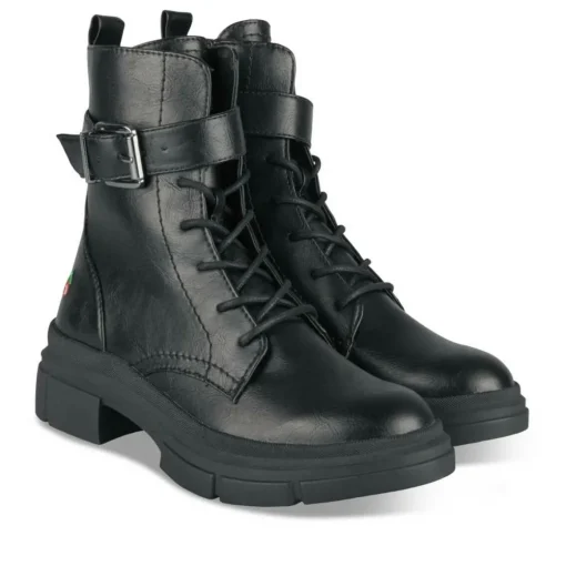 Bottines Rangers NOIR Femme Motif Uni Lacets