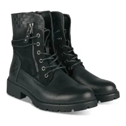 Bottines Rangers NOIR Femme Motif Animal Lacets