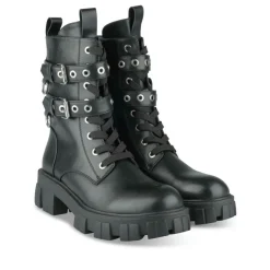 Bottines Rangers NOIR Femme Motif Uni Lacets