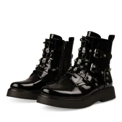 Bottines Rangers NOIR Femme Motif Clouté Fermeture éclair