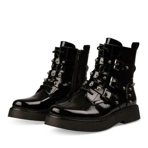 Bottines Rangers NOIR Femme Motif Clouté Fermeture éclair
