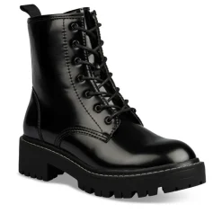 Bottines Rangers NOIR Femme Motif Vernis Lacets