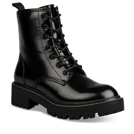 Bottines Rangers NOIR Femme Motif Vernis Lacets