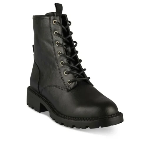 Bottines Rangers NOIR Femme Motif Uni Lacets