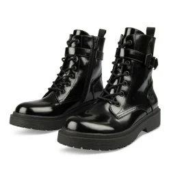Bottines Rangers NOIR Femme Motif Vernis Fermeture éclair
