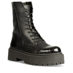 Bottines Rangers NOIR Femme CUIR Motif Uni Fermeture éclair