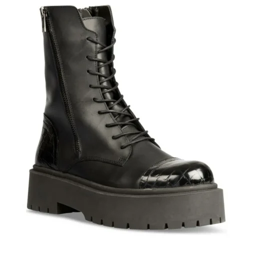 Bottines Rangers NOIR Femme CUIR Motif Uni Fermeture éclair