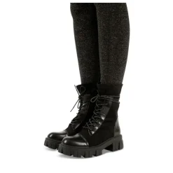 Bottines Rangers NOIR Femme Motif Uni Lacets