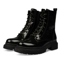 Bottines Rangers NOIR Femme Motif Vernis Fermeture éclair